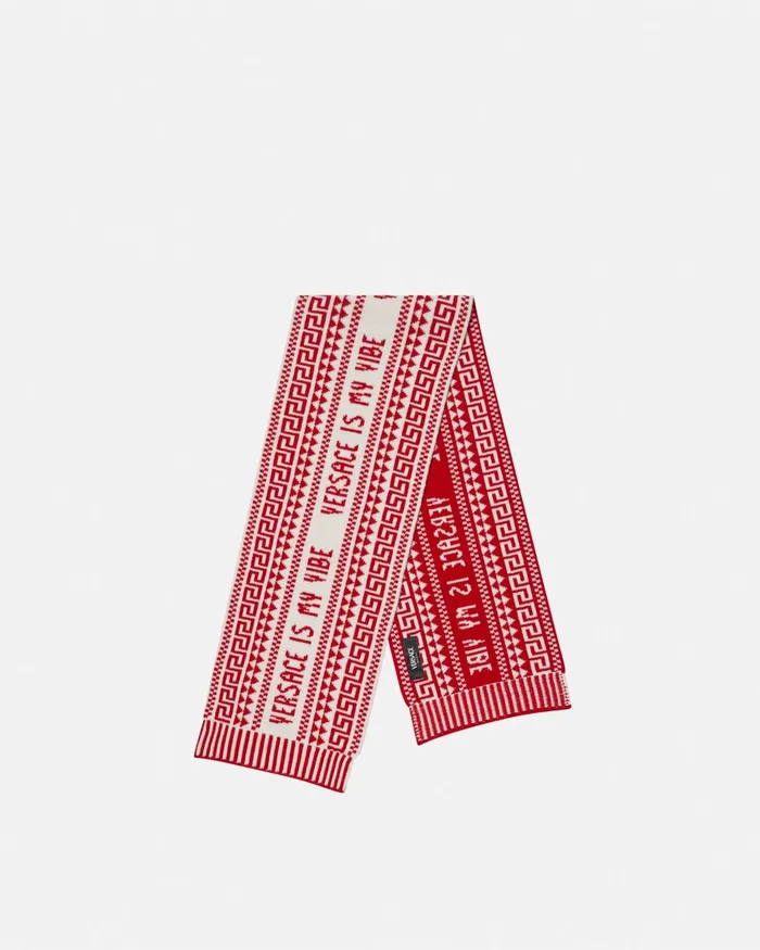 Bags and Accessories Kids Versace Fair Isle Jacquard Knit Scarf White