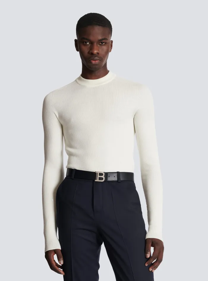Balmain Belts Men Smooth Leather BBelt Black