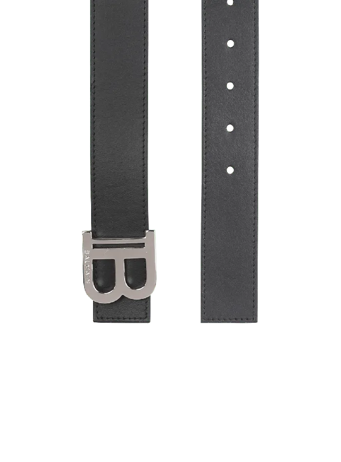 Balmain Belts Men Smooth Leather BBelt Black