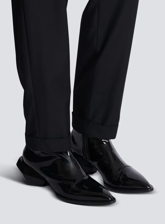 Balmain Boots And Rangers Men Billy Patent Leather Ankle Boots Black