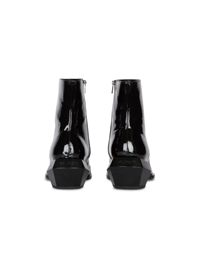 Balmain Boots And Rangers Men Billy Patent Leather Ankle Boots Black