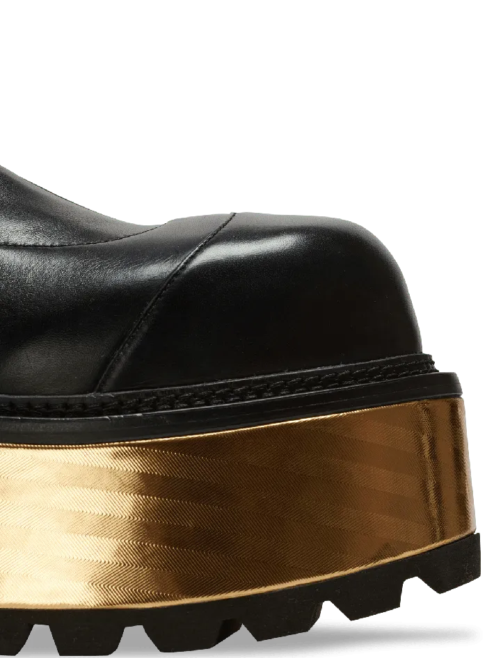 Balmain Boots Women Leather Platform Boots Black