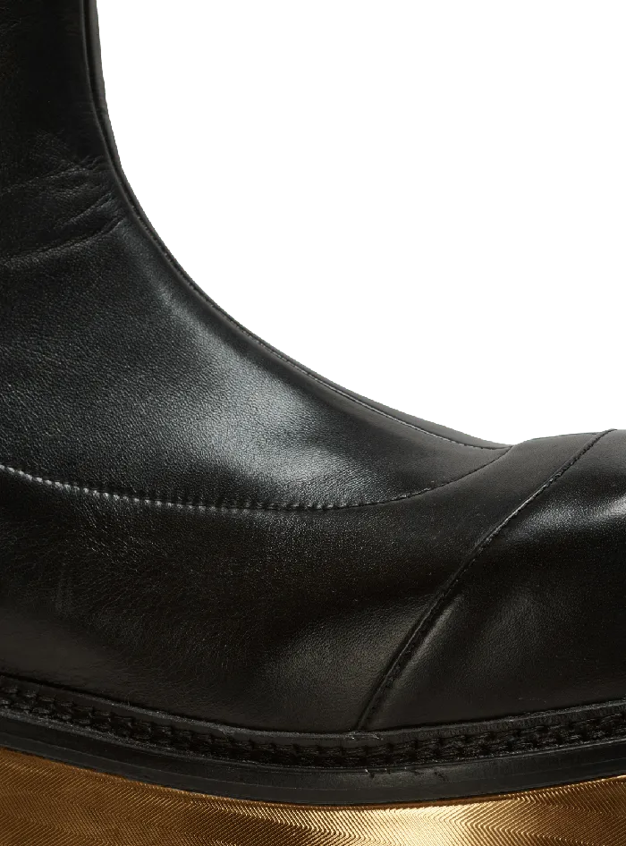 Balmain Boots Women Leather Platform Boots Black