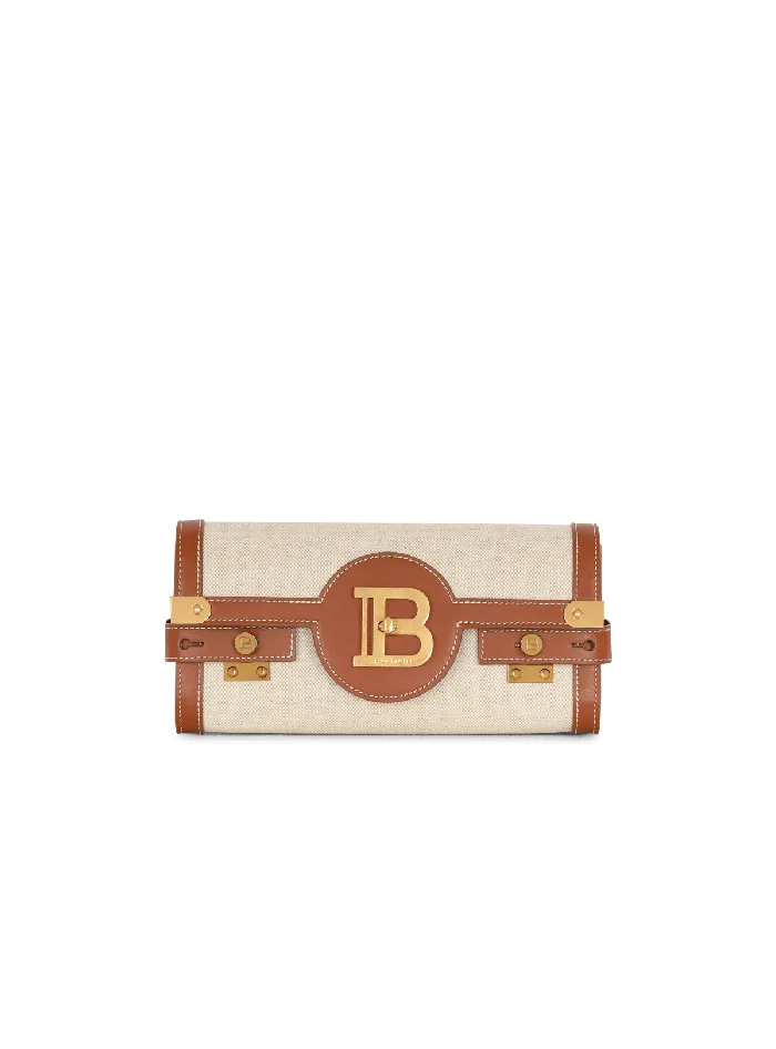 Balmain Clutches Women BBuzz 23 Leather And Canvas Clutch Bag Brown