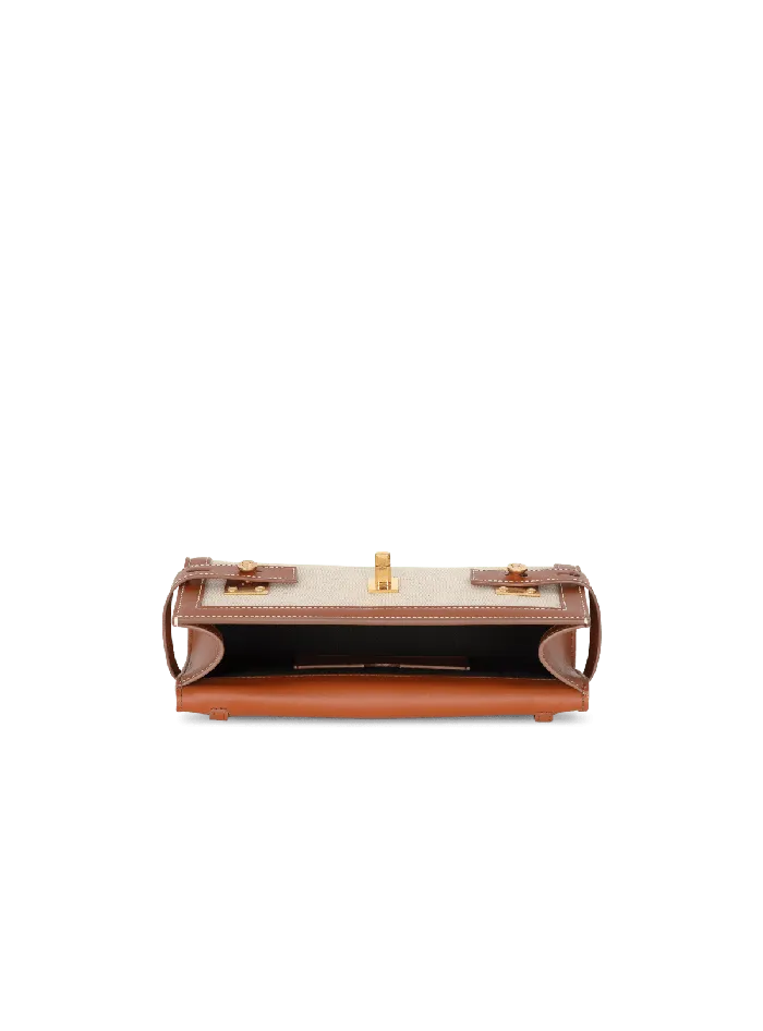 Balmain Clutches Women BBuzz 23 Leather And Canvas Clutch Bag Brown