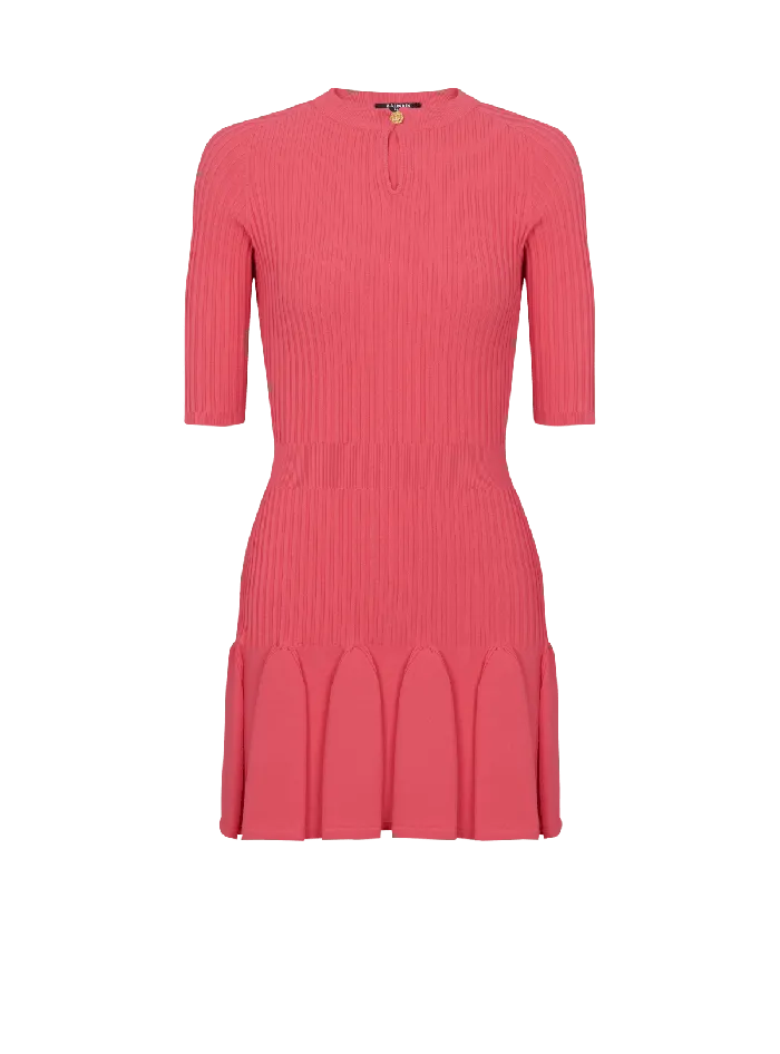 Balmain Dresses Women Flared Knit Dress Pink