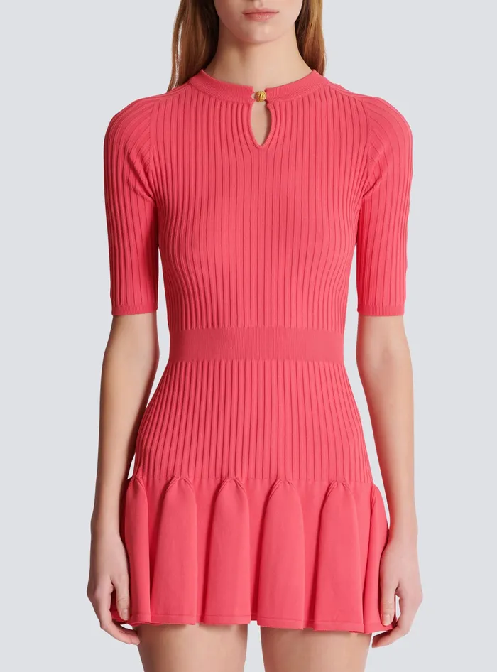 Balmain Dresses Women Flared Knit Dress Pink