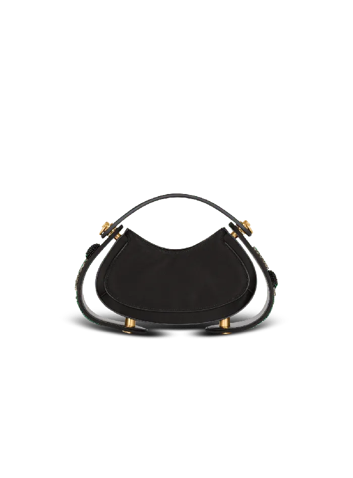 Balmain Handbags Women Small Jolie Madame Bag In Blackberryembroidered Satin Black