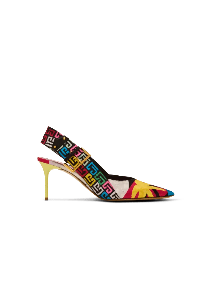 Balmain High Heels and Pumps Women Heeled Ruby Slingbacks In Printed Satin Multicolor