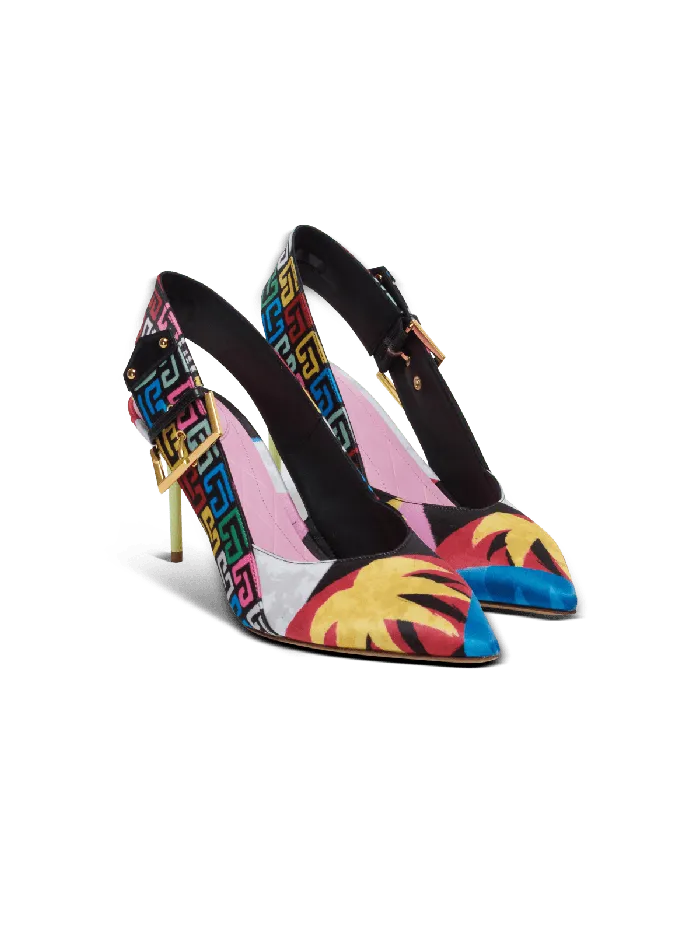 Balmain High Heels and Pumps Women Heeled Ruby Slingbacks In Printed Satin Multicolor