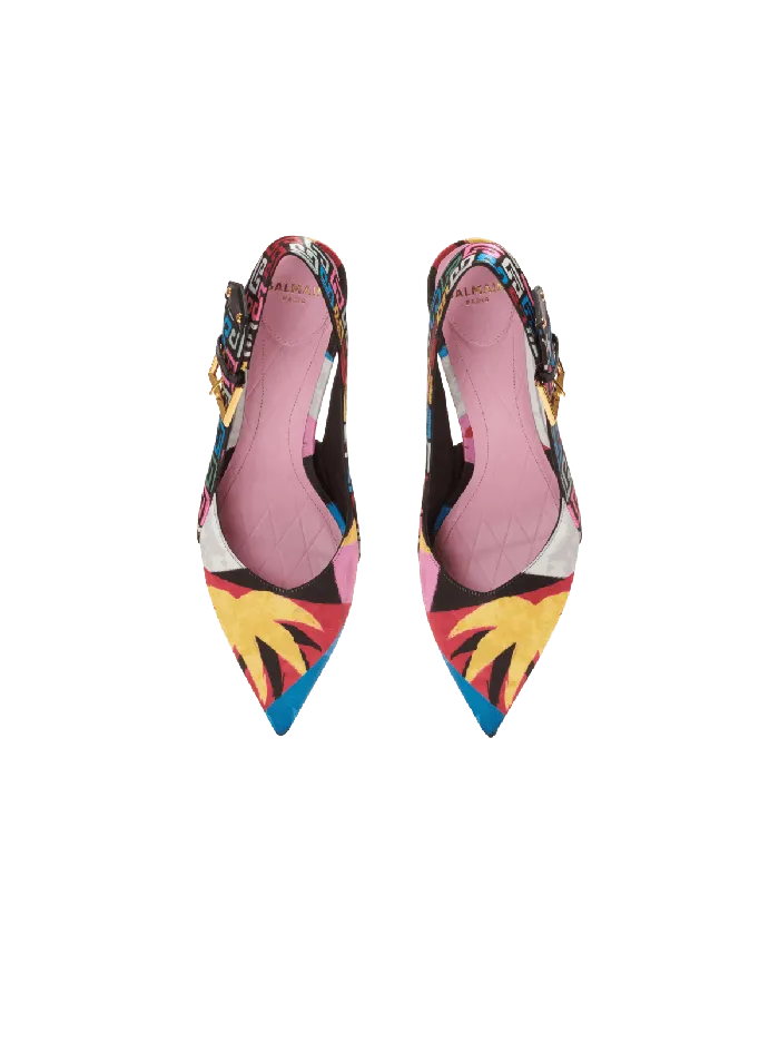 Balmain High Heels and Pumps Women Heeled Ruby Slingbacks In Printed Satin Multicolor
