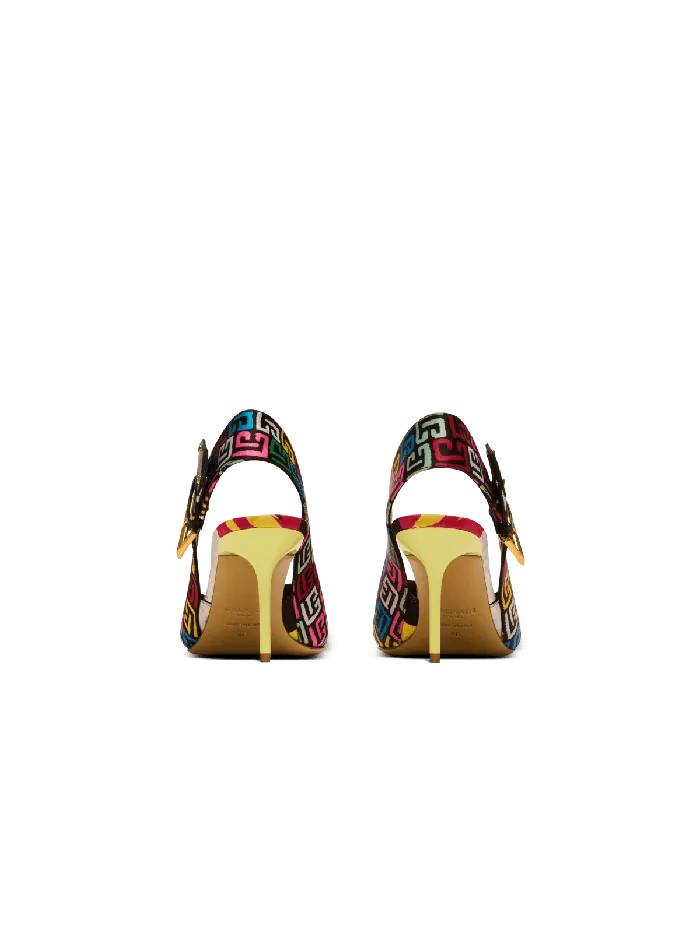 Balmain High Heels and Pumps Women Heeled Ruby Slingbacks In Printed Satin Multicolor