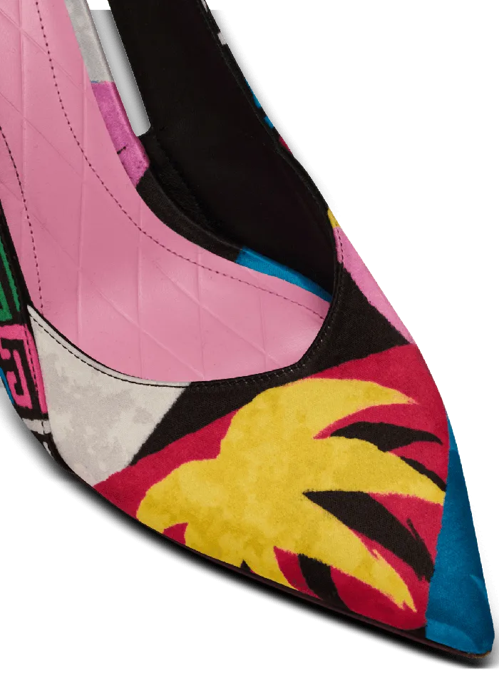 Balmain High Heels and Pumps Women Heeled Ruby Slingbacks In Printed Satin Multicolor