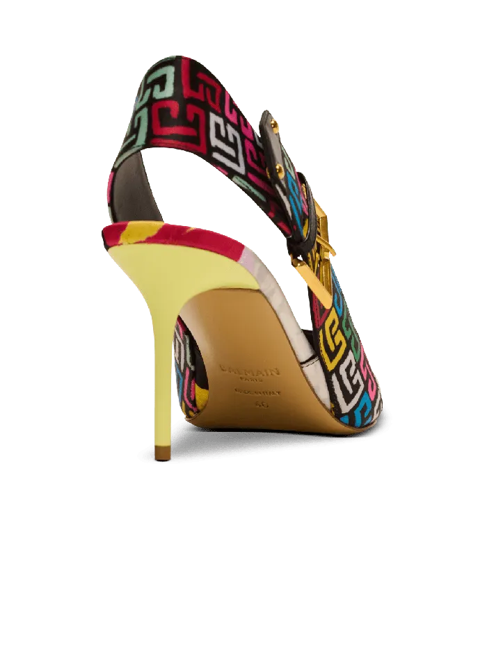 Balmain High Heels and Pumps Women Heeled Ruby Slingbacks In Printed Satin Multicolor
