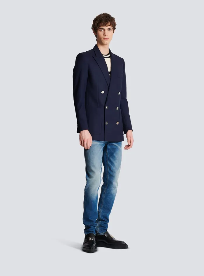 Balmain Jackets And Blazers Men Doublebreasted Buttoned Blazer Navy