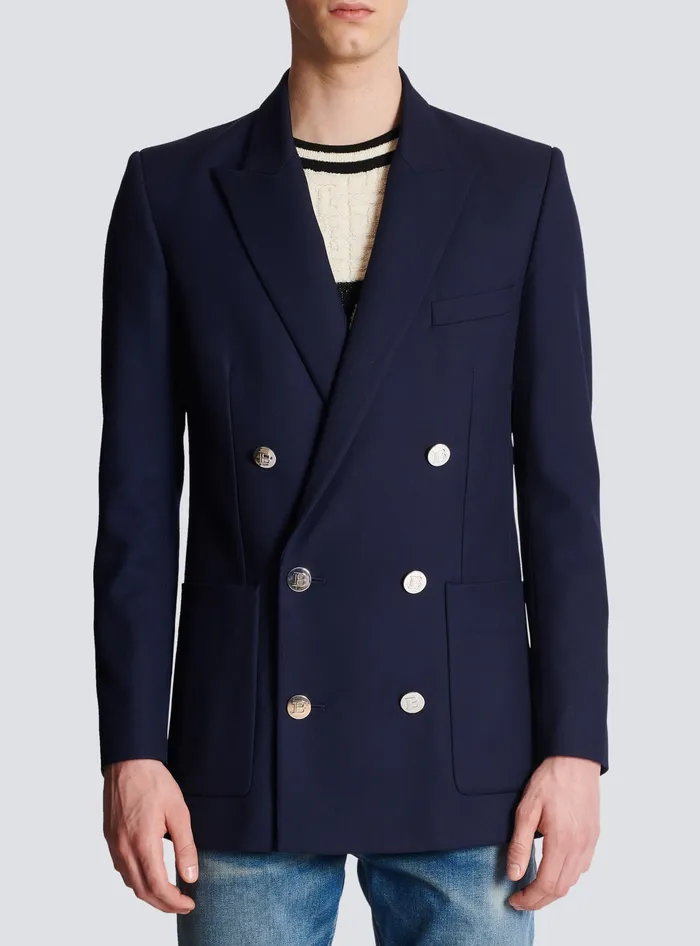 Balmain Jackets And Blazers Men Doublebreasted Buttoned Blazer Navy