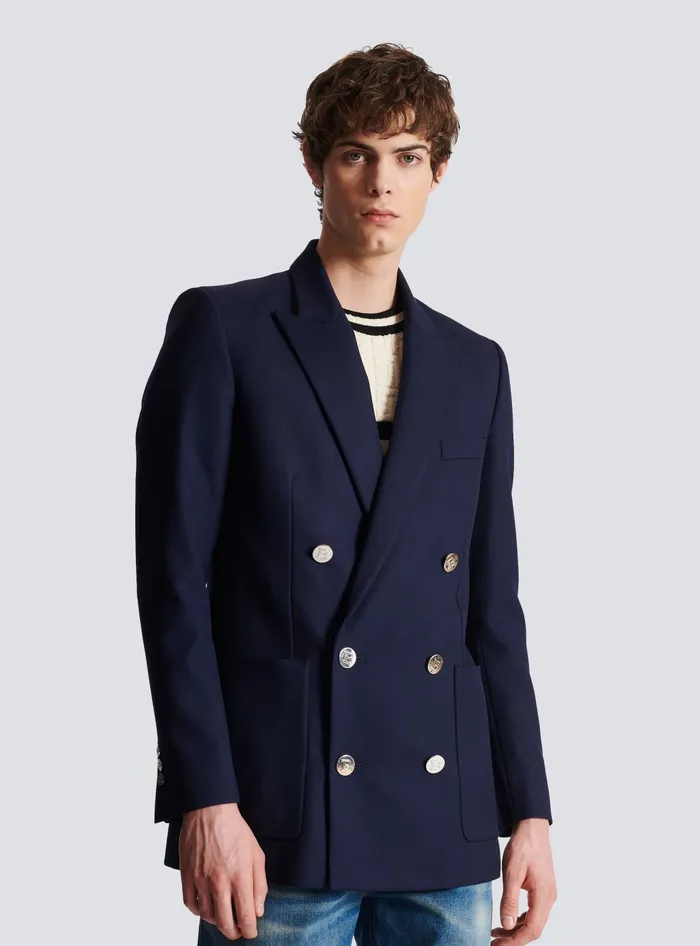 Balmain Jackets And Blazers Men Doublebreasted Buttoned Blazer Navy