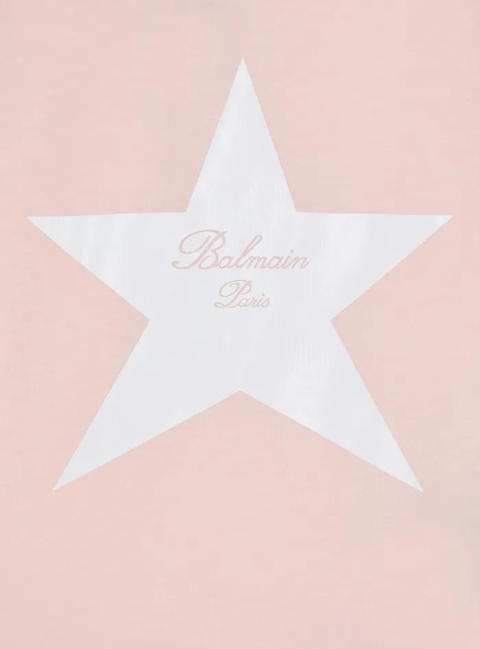 Balmain Kids Jersey Signature Star Dress Pink