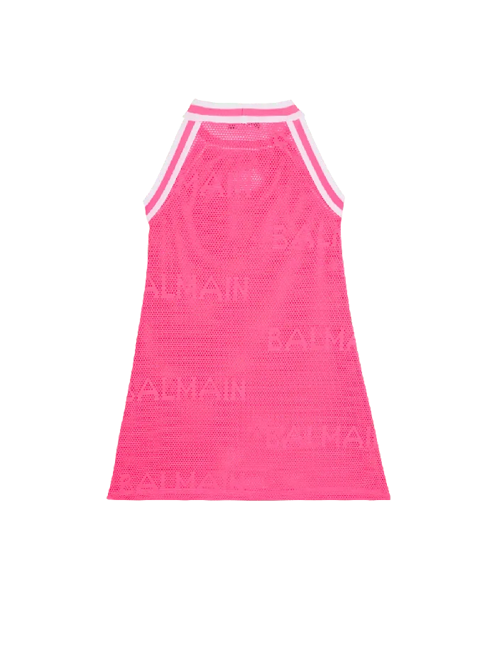 Balmain Kids Knit Dress With Logo Pink