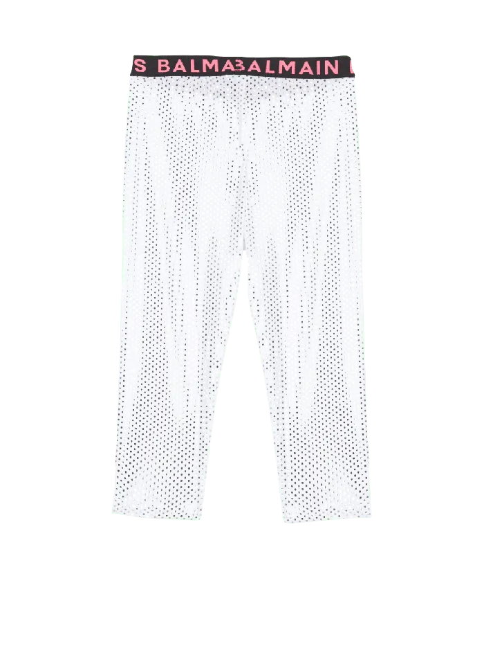 Balmain Kids Metal Leggings White
