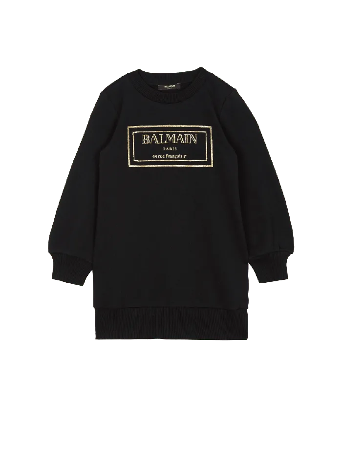 Balmain Kids Paris Sweatshirt Dress Black
