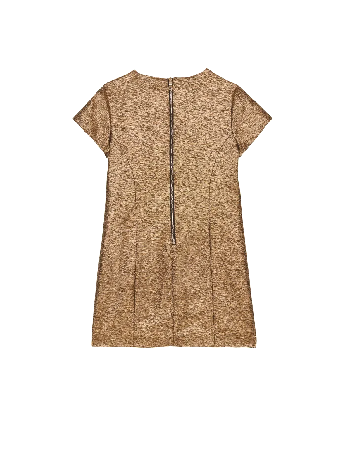 Balmain Kids Woven Lurex Dress Gold