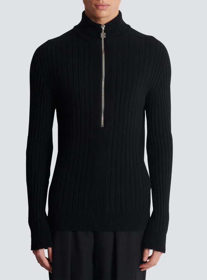 Balmain Knitwear Men Ecocashmere Highneck Jumper Black