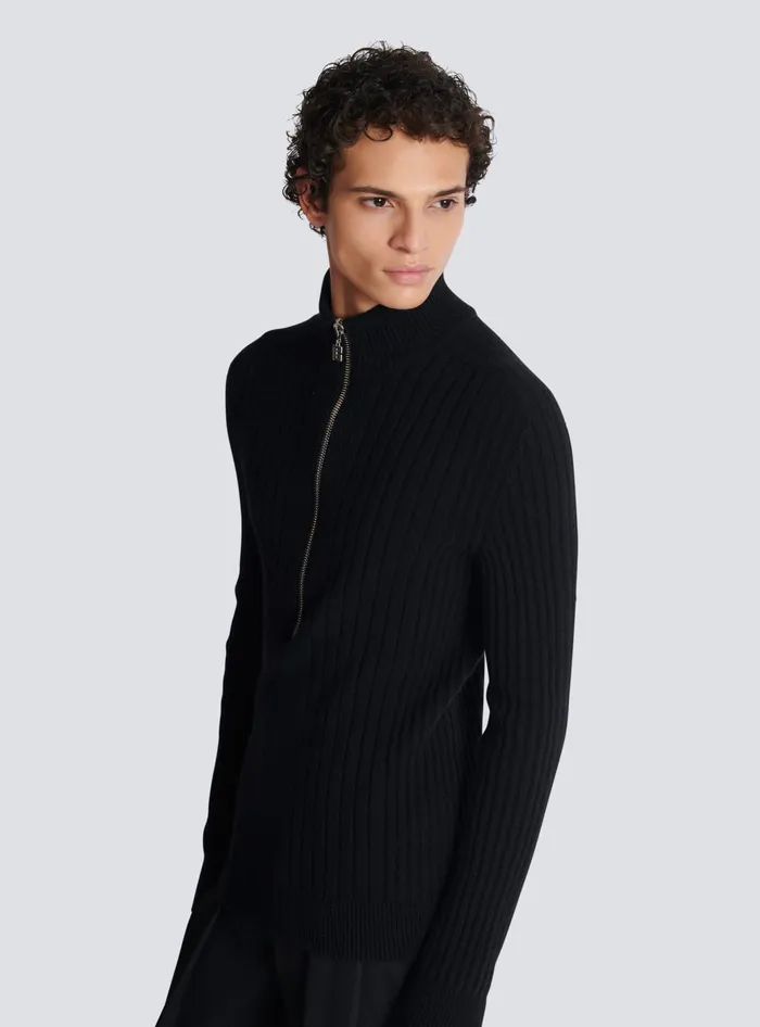 Balmain Knitwear Men Ecocashmere Highneck Jumper Black