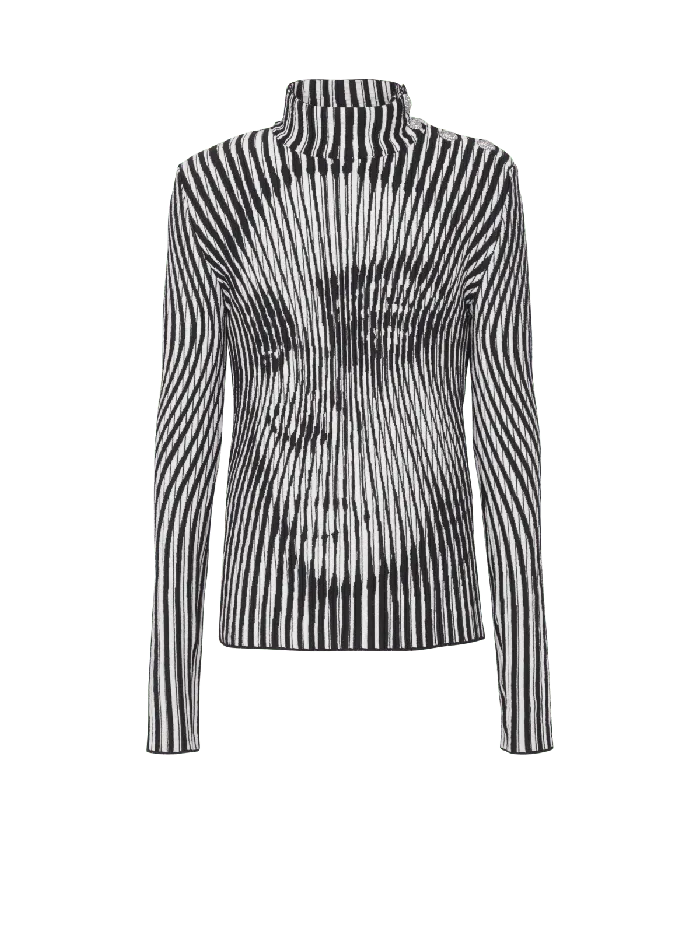 Balmain Knitwear Men Face Twotone Knit Jumper Black