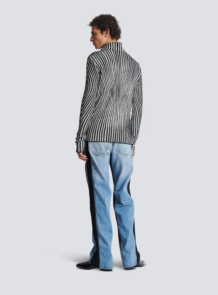 Balmain Knitwear Men Face Twotone Knit Jumper Black