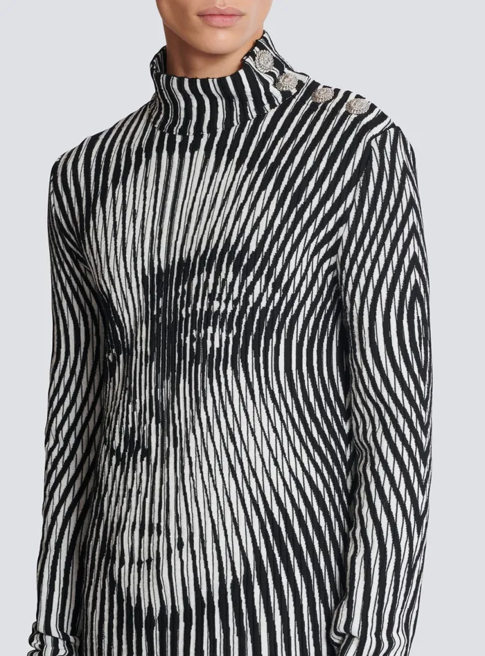 Balmain Knitwear Men Face Twotone Knit Jumper Black