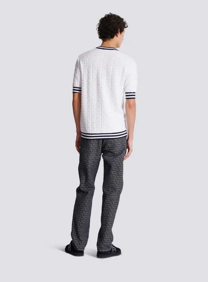 Balmain Knitwear Men Shortsleeved PB Labyrinth Knit Tshirt White