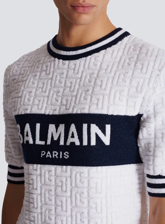 Balmain Knitwear Men Shortsleeved PB Labyrinth Knit Tshirt White