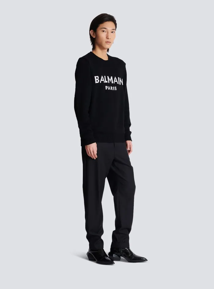 Balmain Knitwear Men Wool Paris Jumper Black