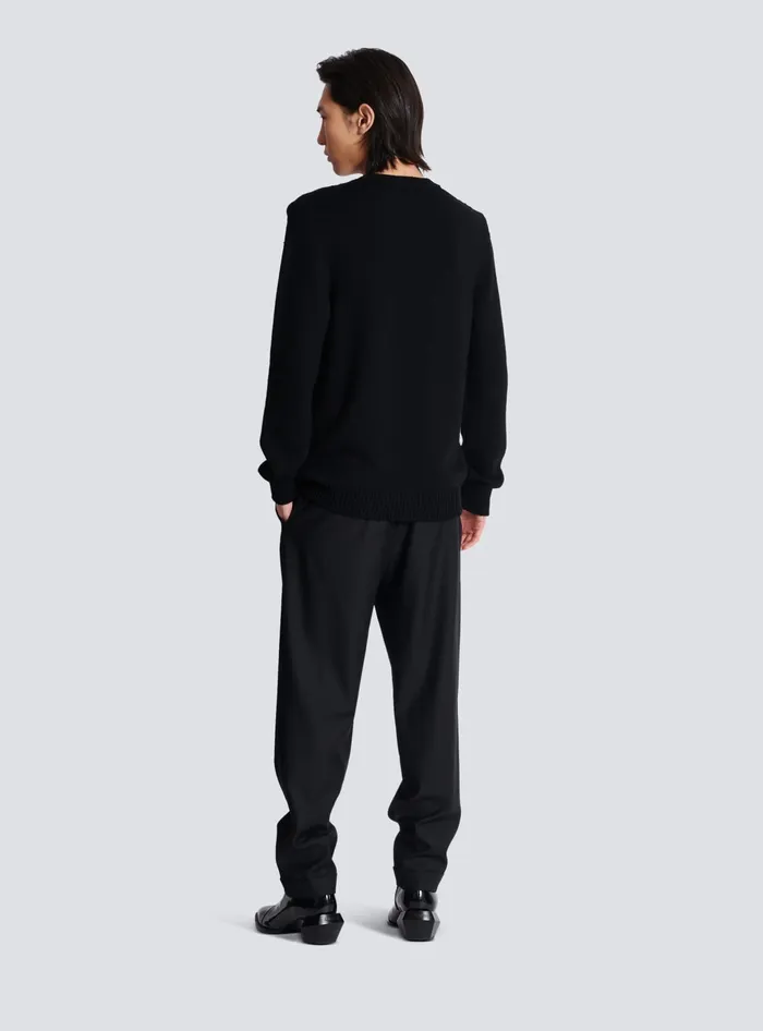 Balmain Knitwear Men Wool Paris Jumper Black