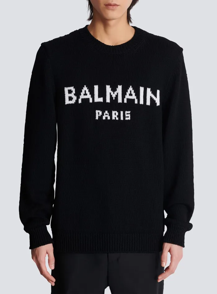 Balmain Knitwear Men Wool Paris Jumper Black