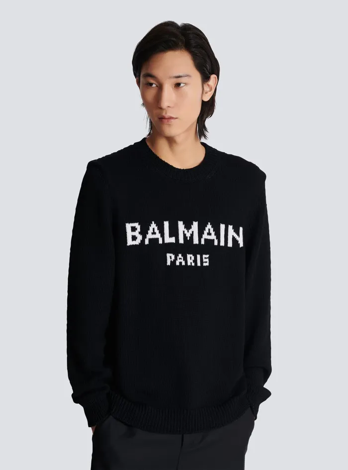 Balmain Knitwear Men Wool Paris Jumper Black