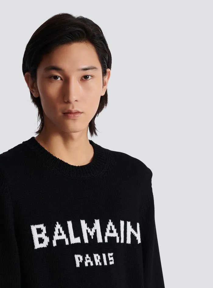 Balmain Knitwear Men Wool Paris Jumper Black