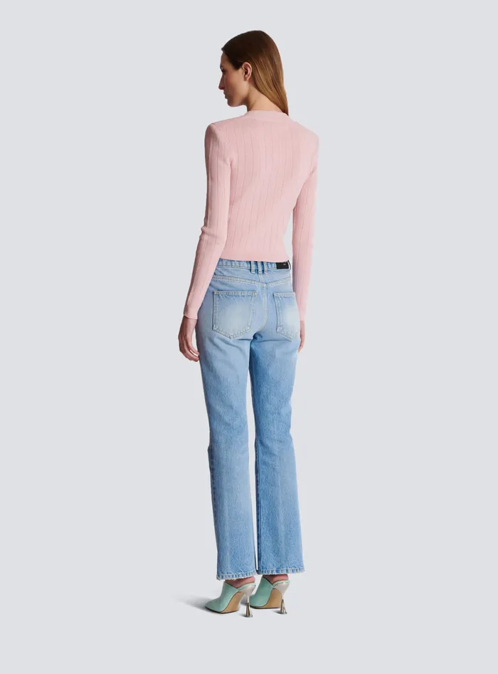 Balmain Knitwear Women Cropped Knit Cardigan Pink