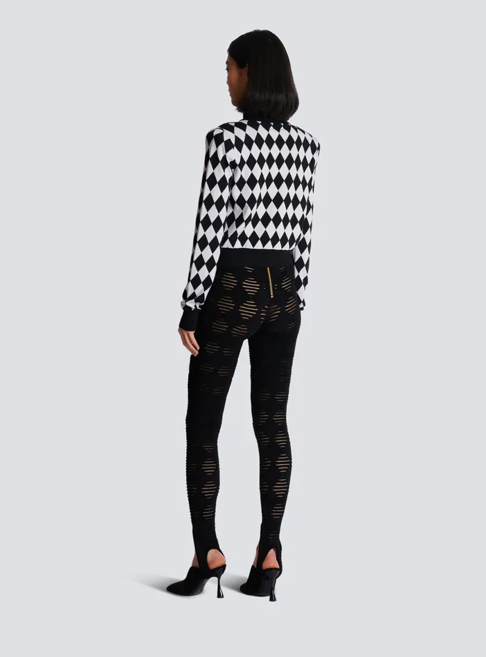 Balmain Knitwear Women Diamond Knit Cardigan Black