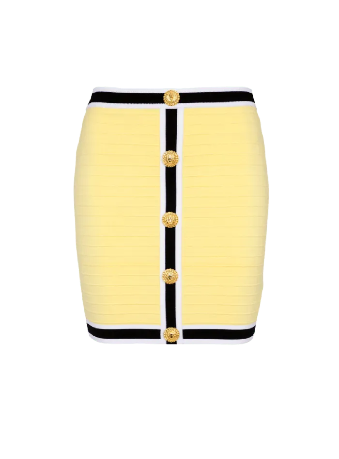 Balmain Knitwear Women Short Knit Skirt With Buttons Yellow