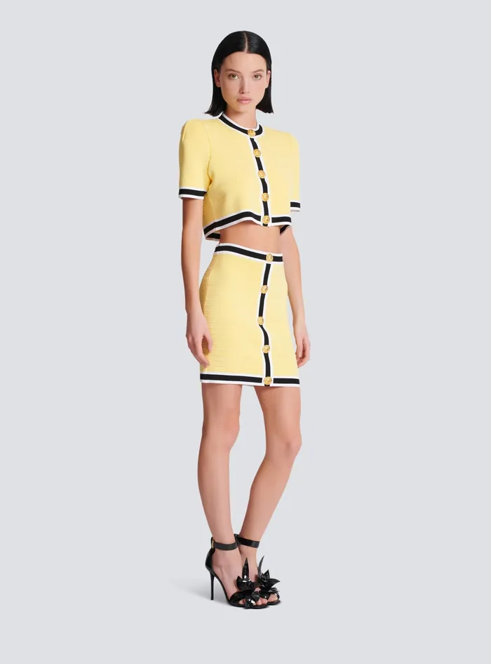 Balmain Knitwear Women Short Knit Skirt With Buttons Yellow
