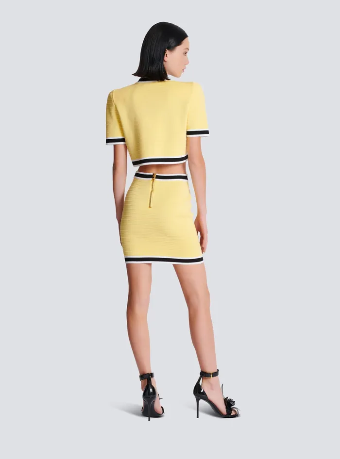 Balmain Knitwear Women Short Knit Skirt With Buttons Yellow