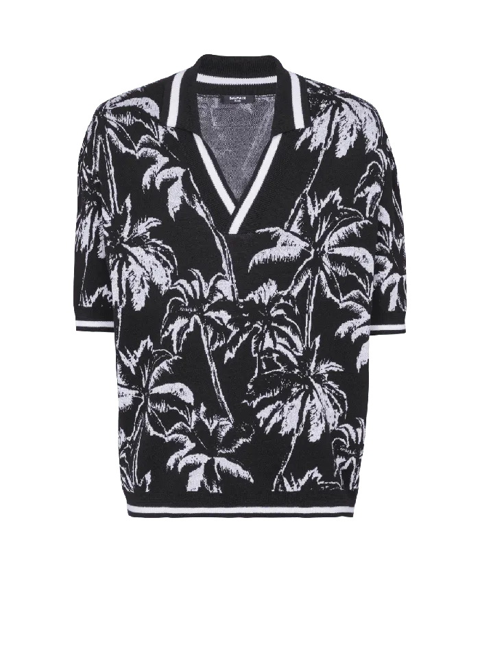 Balmain Shirts And Polos Men Palm Knit Polo Black