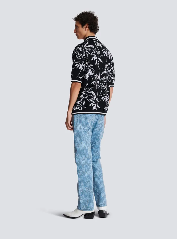 Balmain Shirts And Polos Men Palm Knit Polo Black