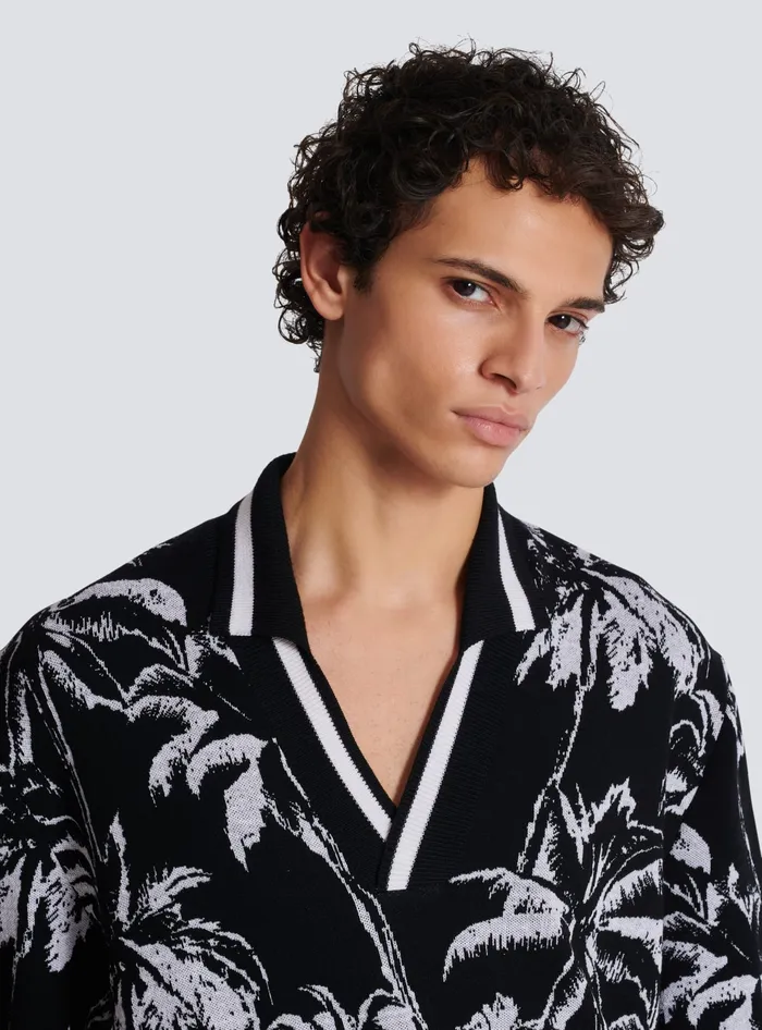 Balmain Shirts And Polos Men Palm Knit Polo Black
