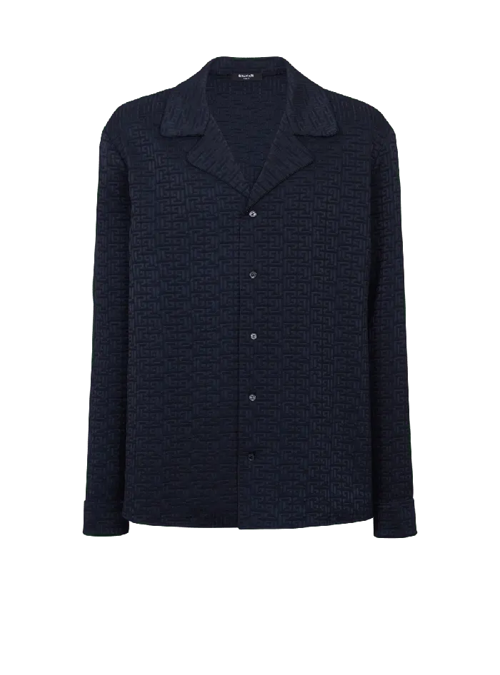 Balmain Shirts And Polos Men PB Labyrinth Jacquard Pyjama Shirt Navy