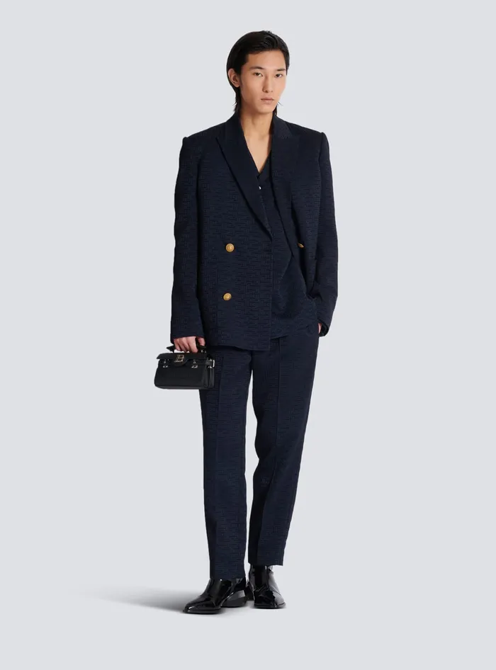 Balmain Shirts And Polos Men PB Labyrinth Jacquard Pyjama Shirt Navy