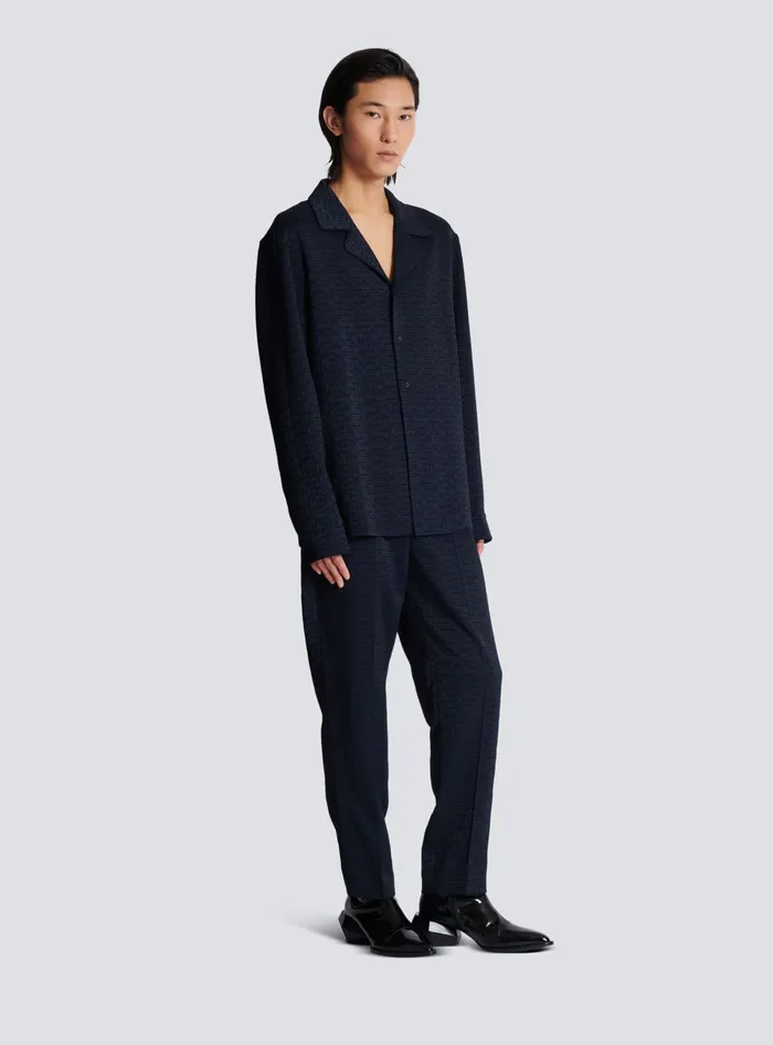 Balmain Shirts And Polos Men PB Labyrinth Jacquard Pyjama Shirt Navy