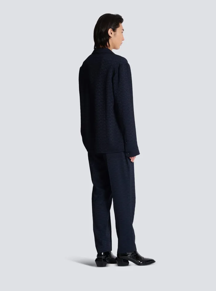 Balmain Shirts And Polos Men PB Labyrinth Jacquard Pyjama Shirt Navy